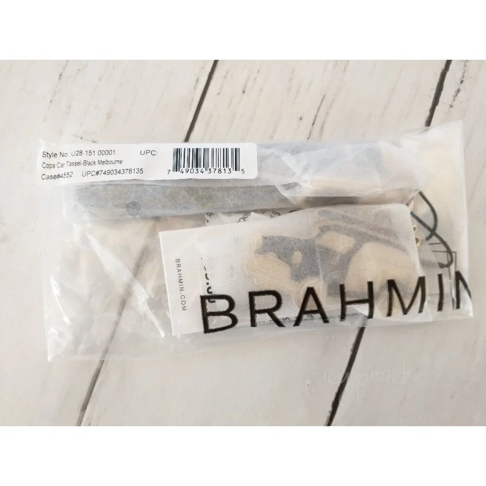 Brahmin Copa Car Tassel New Black Melbourne Key FOB Leather Resin Croc-Embossed - Picture 7 of 10